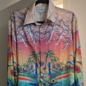 CASABLANCA MEN'S L'ENVOL LS SILK  SHIRT IN MULTI